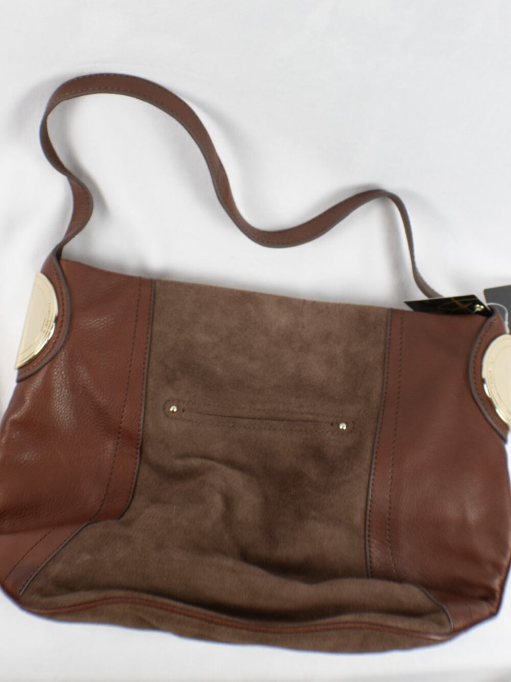 B. Makowsky Burgundy Leather & Suede Shoulder Bag Hobo Purse NWT - Picture 2 of 5